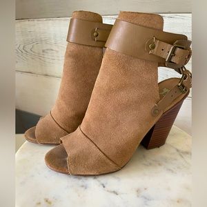 Joe's Jeans Taupe Petra Stone Tan Suede Peep Toe B